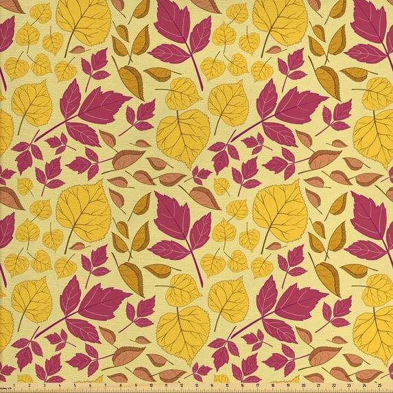 Ambesonne Autumn Fabric by the Yard Upholstery, Fall Season Color Palette, 5 Yards, Orange and Pastel Yellow