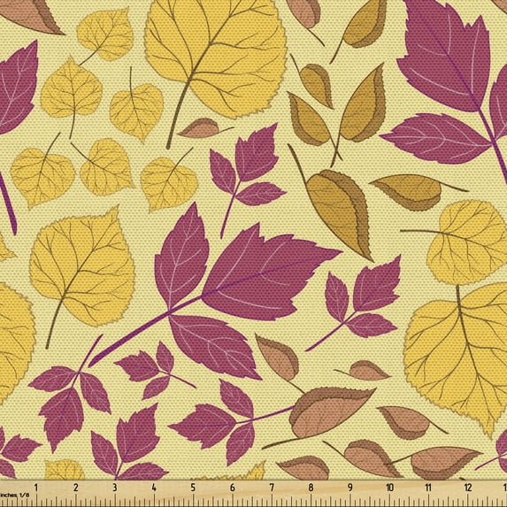 Ambesonne Autumn Fabric by the Yard Upholstery, Fall Season Color Palette, 1 Yard, Orange and Pastel Yellow