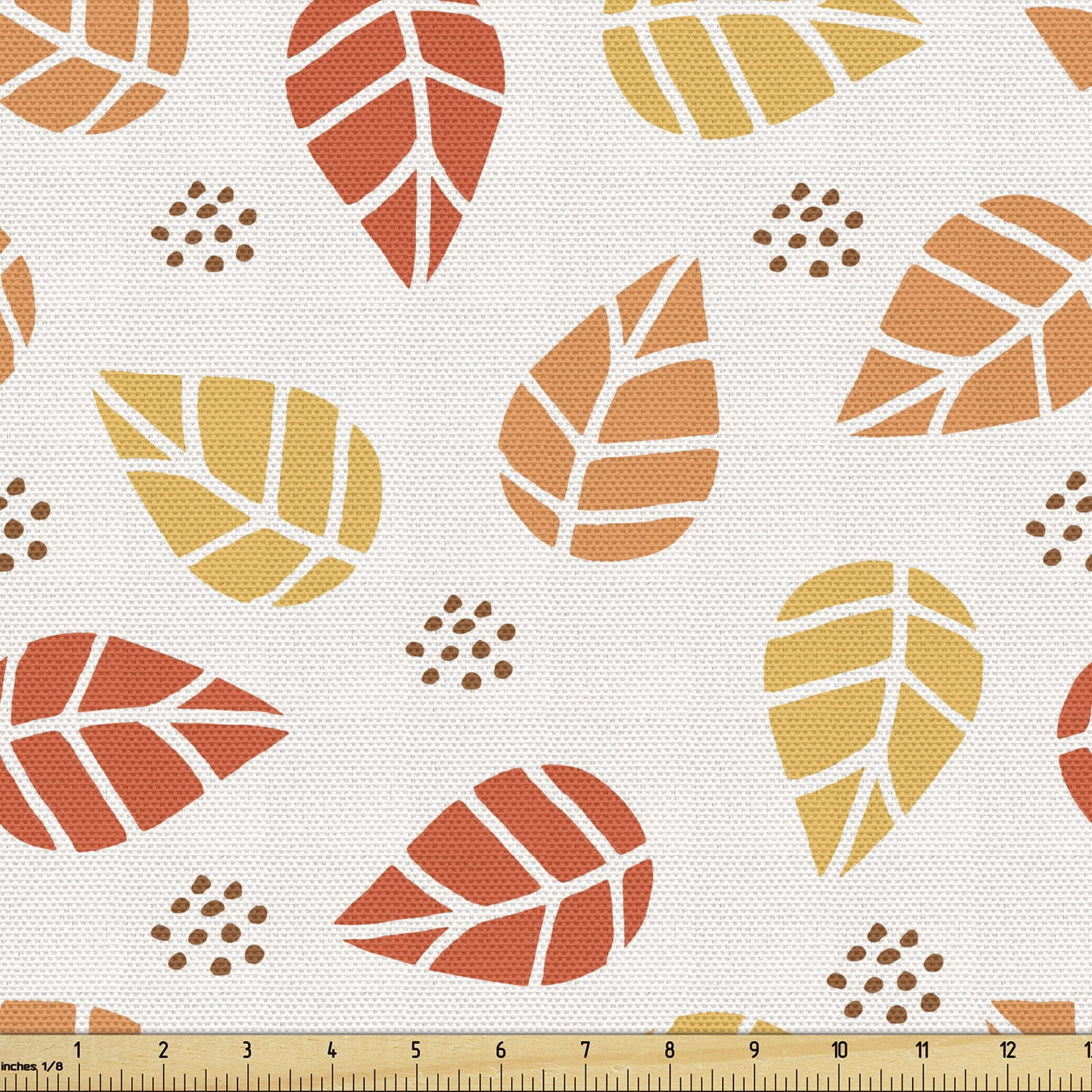 Autumn Fabric by the Yard, Tangerine Tones Repeat Pattern of Dry Fall ...