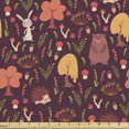 thumbnail image 1 of Autumn Fabric by the Yard Upholstery, Funny Forest Animals Fall Buddies Bear Rabbit Hedgehog Woodland Friends, Decorative Fabric for DIY and Home Accents, Maroon and Multicolor by Ambesonne, 1 of 5