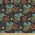 thumbnail image 1 of Ambesonne Autumn Fabric by the Yard Upholstery, Scandinavian Style Leafage, 1 Yard, Burnt Sienna and Teal, 1 of 5