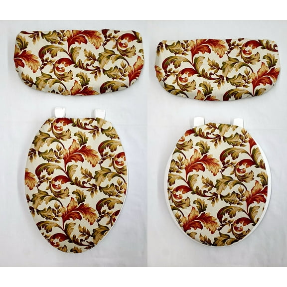 Autumn Fall Floral Leaves Toilet Seat Lid and Tank Cover Set by Penny's Needful Things