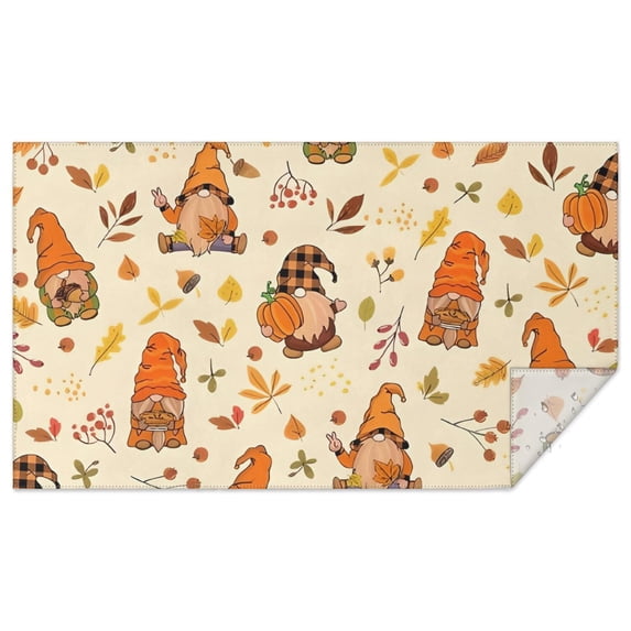 Autumn Fall Gnomes and Leaves Pattern Rectangle Tablecloth 60"x102",Waterproof Polyester Rectangle Table Cloth, Wipeable Spillproof Polyester Tablecloth for Dining, Camping, Indoor and Outdoor