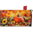 thumbnail image 1 of Autumn Fall Harvest Maple Leaves Pumpkin Mailbox Covers Waterproof Magnetic Durable Post Box Cover Wraps Standard Size 21x18 Inches for Outdoor Garden Yard Decor, 1 of 6
