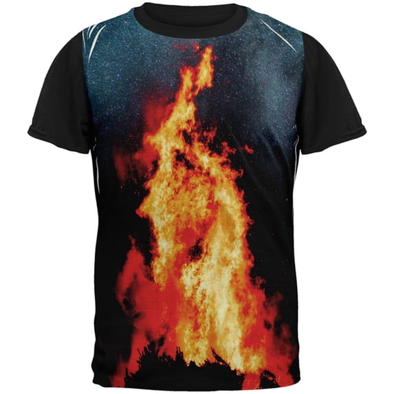 Autumn Fall It's Bonfire Season All Over Mens Black Back T Shirt Multi X-LG