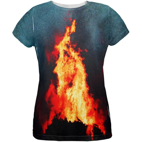 Autumn Fall It's Bonfire Season All Over Womens T Shirt Multi LG