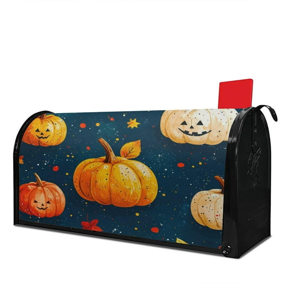 Autumn Fall Lantern Pumpkin Mailbox Cover,Magnetic 18x21 Inch Mailbox Wrap Water Proof Reusable Halloween Box Wrap for Garden Outdoor Decor