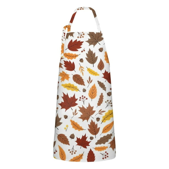 Autumn Fall Leaves Pattern Apron-Garden Aprons for Women with Pockets-Cotton Linen Waterproof Kitchen Cooking Gardening Aprons Adjustable for Kitchen,Cooking,BBQ and Salon 33"x27"