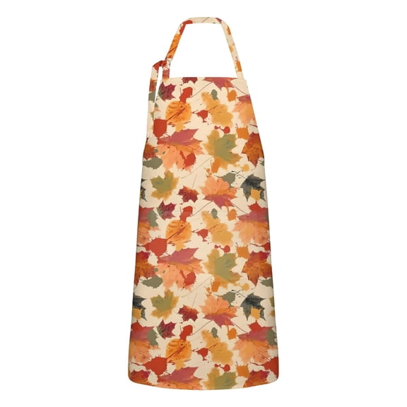 Autumn Fall Leaves Pattern Apron-Garden Aprons for Women with Pockets-Cotton Linen Waterproof Kitchen Cooking Gardening Aprons Adjustable for Kitchen,Cooking,BBQ and Salon 33"x27"