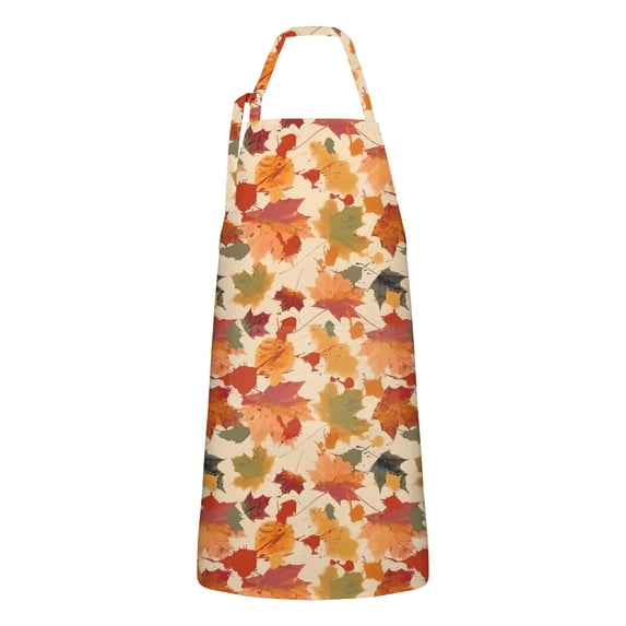 Autumn Fall Leaves Pattern Apron-Garden Aprons for Women with Pockets-Cotton Linen Waterproof Kitchen Cooking Gardening Aprons Adjustable for Kitchen,Cooking,BBQ and Salon 33"x27"