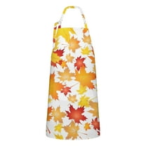 Autumn Fall Leaves Pattern Apron-Garden Aprons for Women with Pockets-Cotton Linen Waterproof Kitchen Cooking Gardening Aprons Adjustable for Kitchen,Cooking,BBQ and Salon 33"x27"