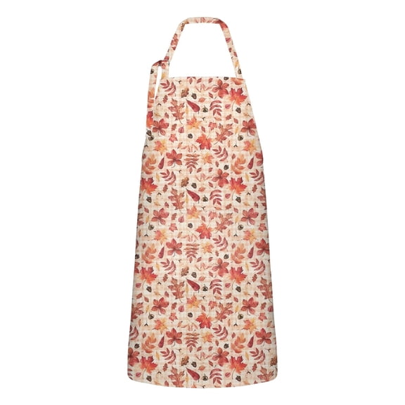 Autumn Fall Leaves Pattern Apron-Garden Aprons for Women with Pockets-Cotton Linen Waterproof Kitchen Cooking Gardening Aprons Adjustable for Kitchen,Cooking,BBQ and Salon 33"x27"