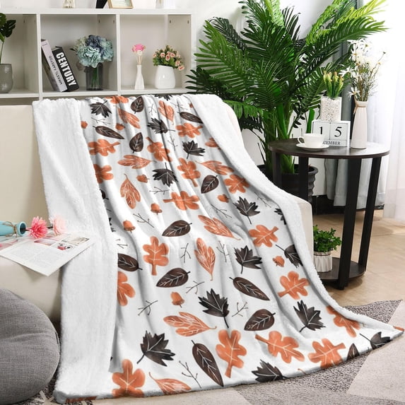Autumn Fall Leaves Pattern Blanket,Comfortable Soft Flannel Throw Blanket,All Season,Warm Lightweight Blankets for Sofa Bed Couch Living Room Chair,60"x80"