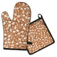 thumbnail image 1 of Autumn Fall Leaves Pattern Kitchen Oven Mitt and Pot Holder Sets 2 Pcs for Baking, Cooking and Grilling, Heat Resistant Up To 392 °F, 1 of 7