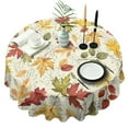 thumbnail image 1 of Autumn Fall Leaves Pattern Round Tablecloth 60" X 60",Wrinkle Wipeable Table Cloth for Kitchen Dining Room Picnic Patio Party, 1 of 6