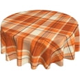 thumbnail image 1 of Autumn Fall Orange Round Tablecloth 60 Inch Thanksgiving Buffalo Check Plaid Table Clothes Rustic Farmhouse Reusable Circle Table Cover for Picnic Party Home Dining Room Decor, 1 of 6