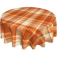 thumbnail image 1 of Autumn Fall Orange Round Tablecloth 60 Inch Thanksgiving Buffalo Check Plaid Table Clothes Rustic Farmhouse Reusable Circle Table Cover for Picnic Party Home Dining Room Decor, 1 of 6