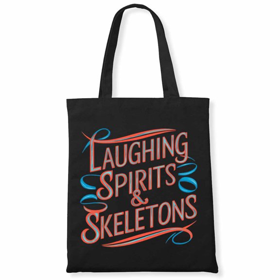 Autumn Fall Outfit Laughing Spirits & Skeletons Pumpkin Canvas Bag 1Pc
