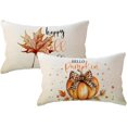 thumbnail image 1 of Autumn Fall Pillow Covers 12x20 Orange Pumpkin with Leopard Print Bow Farmhouse Happy Fall Y‘all Farmhouse Decorative Lumbar Cushion Cover Maple Leaves Throw Pillow Cases 2Pack for Sofa/Couch(Orange), 1 of 6