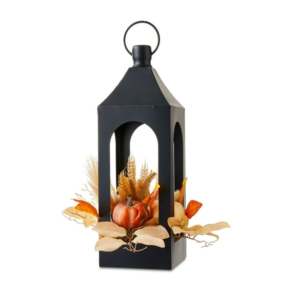 Metal Lantern with Foam Pumpkins & Foliage Tabletop Decor, Multicolor, 11", Fall by Way To Celebrate
