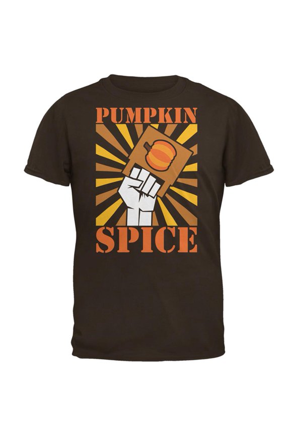 Autumn Fall Pumpkin Spice Revolution Raised Fist Mens T Shirt Brown 2XL