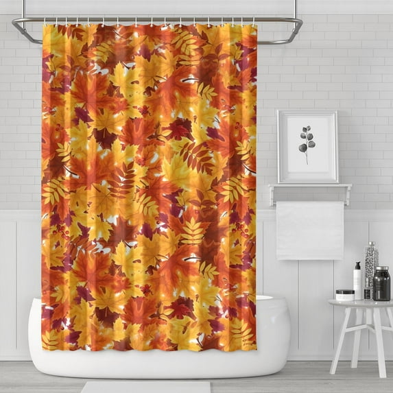Autumn Fall Shower Curtain 72x72 Inch Waterproof, Thanksgiving Pumpkin Bathroom Decor - Polyester Fabric with Hooks for Bathroom