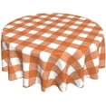 thumbnail image 1 of Autumn Fall Tablecloth 60 Inch Round Thanksgiving Orange Buffalo Plaids Table Cloth Table Cover Polyester Washable Wrinkle Resistant for Kitchen Dining Holiday Party Dining, 1 of 6