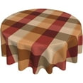 thumbnail image 1 of Autumn Fall Thanksgiving Checkered Tablecloth Round 60 Inch Brown Red Buffalo Plaid Washable Wrinkle Stain-Resistant Table Cloth Polyester Country Rustic Farmhouse Table Cover for Kitchen Holiday, 1 of 8