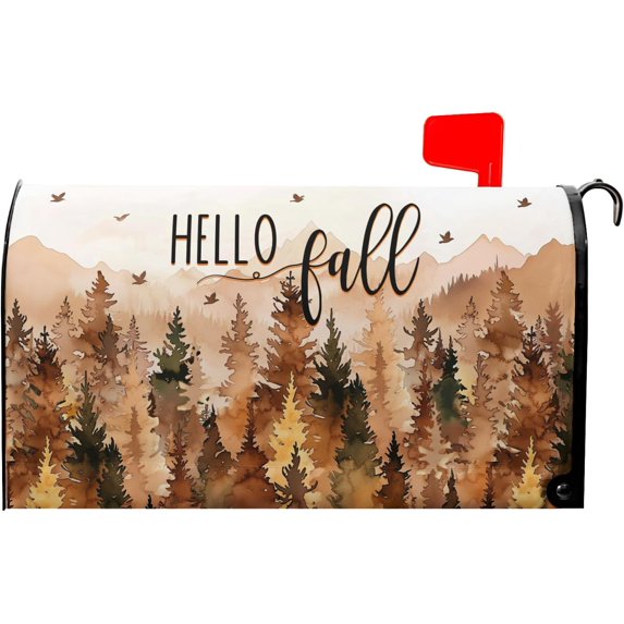 Autumn Fall Trees Magnetic Mailbox Cover Magnetic Standard Size 18"x21" Hello Fall Mailwraps Seasonal Forest Mail Box Post Protector Letter Box Home Decor for Garden Yard Outdoor Outside