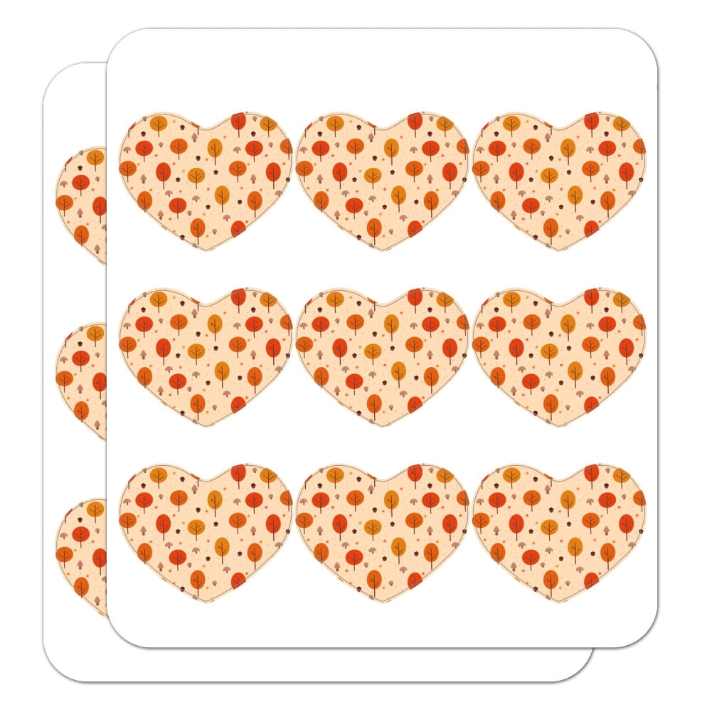 Autumn Fall Trees Pattern Heart Shaped Planner Calendar Scrapbook Craft ...