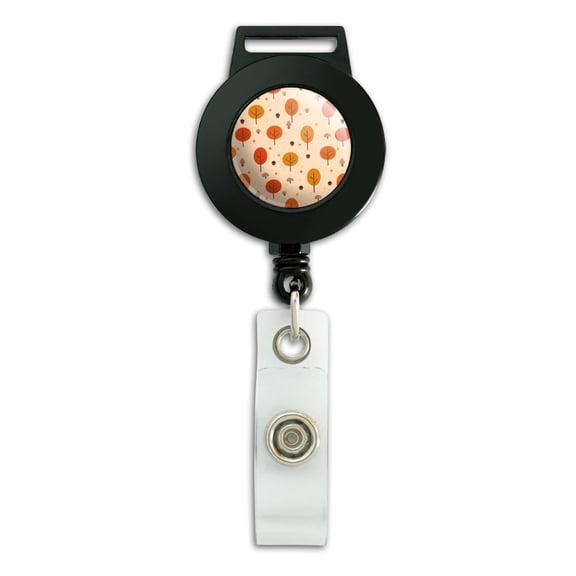 Autumn Fall Trees Pattern Lanyard Retractable Reel Badge ID Card Holder