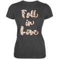 thumbnail image 1 of Autumn Fall in Love Leaves Pattern Juniors Soft T Shirt Deep Heather SM, 1 of 1