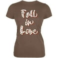 thumbnail image 1 of Autumn Fall in Love Leaves Pattern Juniors Soft T Shirt Heather Brown MD, 1 of 1