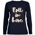 thumbnail image 1 of Autumn Fall in Love Leaves Pattern Womens Long Sleeve T Shirt Navy LG, 1 of 1