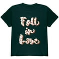 thumbnail image 1 of Autumn Fall in Love Leaves Pattern Youth T Shirt Forest Green YLG, 1 of 1