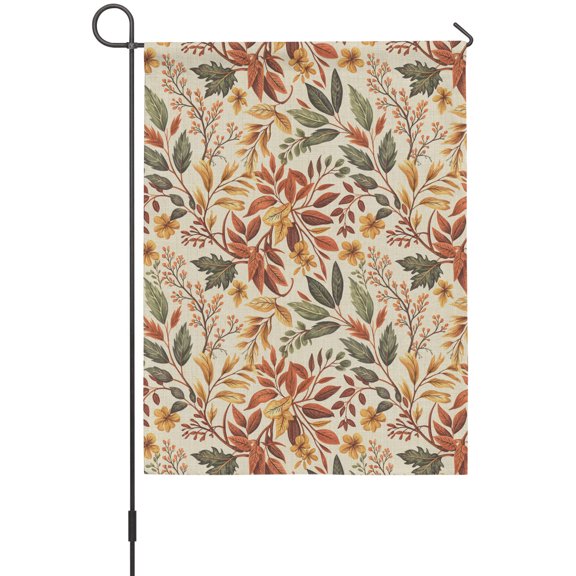 Autumn Fallen Leaves Garden Flag 12 x 18 Inches, Retro Leaf Plant Linen Texture Weather Proof Outdoor Patio Flags Double Sided Small Garden Decoration for Yard Outside Home