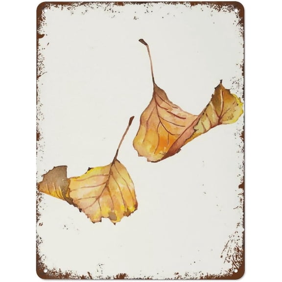 Autumn Falling Leaves Fall Wall Art Autumn Fall Artwork For Home Wall Backyard Cafes Office Embossed metal signage Novelty Warning sign8x12inch