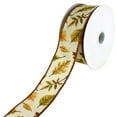thumbnail image 1 of Autumn Falling Leaves Faux Linen Wired Ribbon, 1-1/2-Inch, 10-Yard, 1 of 3