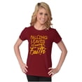 thumbnail image 1 of Autumn Falling Leaves Growing Faith Womens Fitted Plus Size Graphic Tee Brisco Brands 2X, 1 of 4