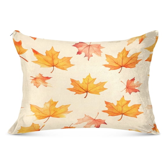 Autumn Falling Leaves Pattern Soft Plush Pillow Cover, Zippered Design, Comfortable for Bedroom and Sofa