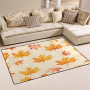 Autumn Falling Leaves Pattern Soft Polyester Area Rug 31x20, Non Slip, Memory Foam, Water Absorbent