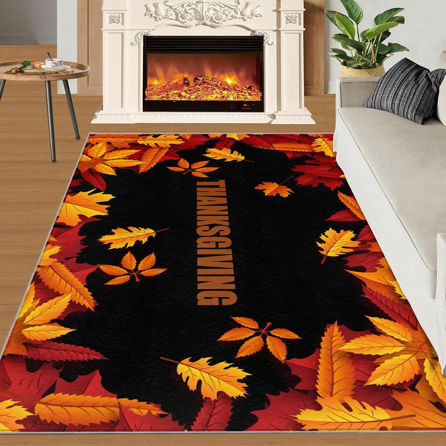 Autumn Falling Leaves Rug, Thanksgiving Bedroom Rugs, Entryway Rug Non ...