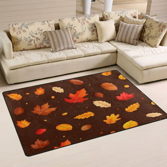 Autumn Falling Leaves Soft Polyester Area Rug 31''x20'', Non Slip, Memory Foam, Water Absorbent