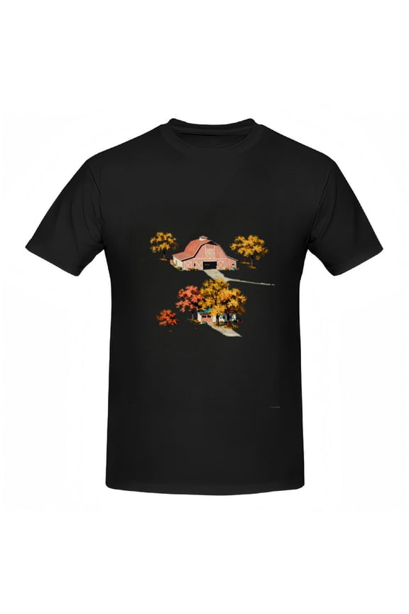 Autumn Farmhouse Graphic Tee - Vintage Barn Scene T-Shirt