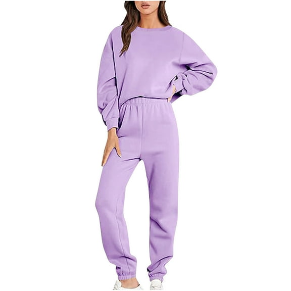 Autumn 2 Piece Sets for Women Plus Size Casual Color Oversized Sleeve Sets Casual Tops And Pants 2 Piece Outfits Sweatsuit