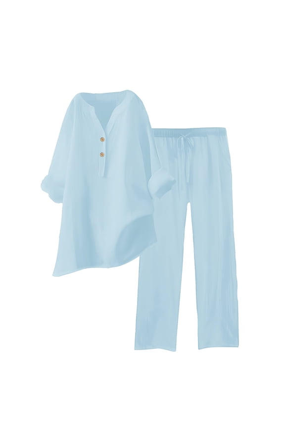 Autumn Fashion Plus Size Two Piece Sets for Women Two Piece Solid Color Cotton And Linen Loose Casual Suit Gifts for Womens