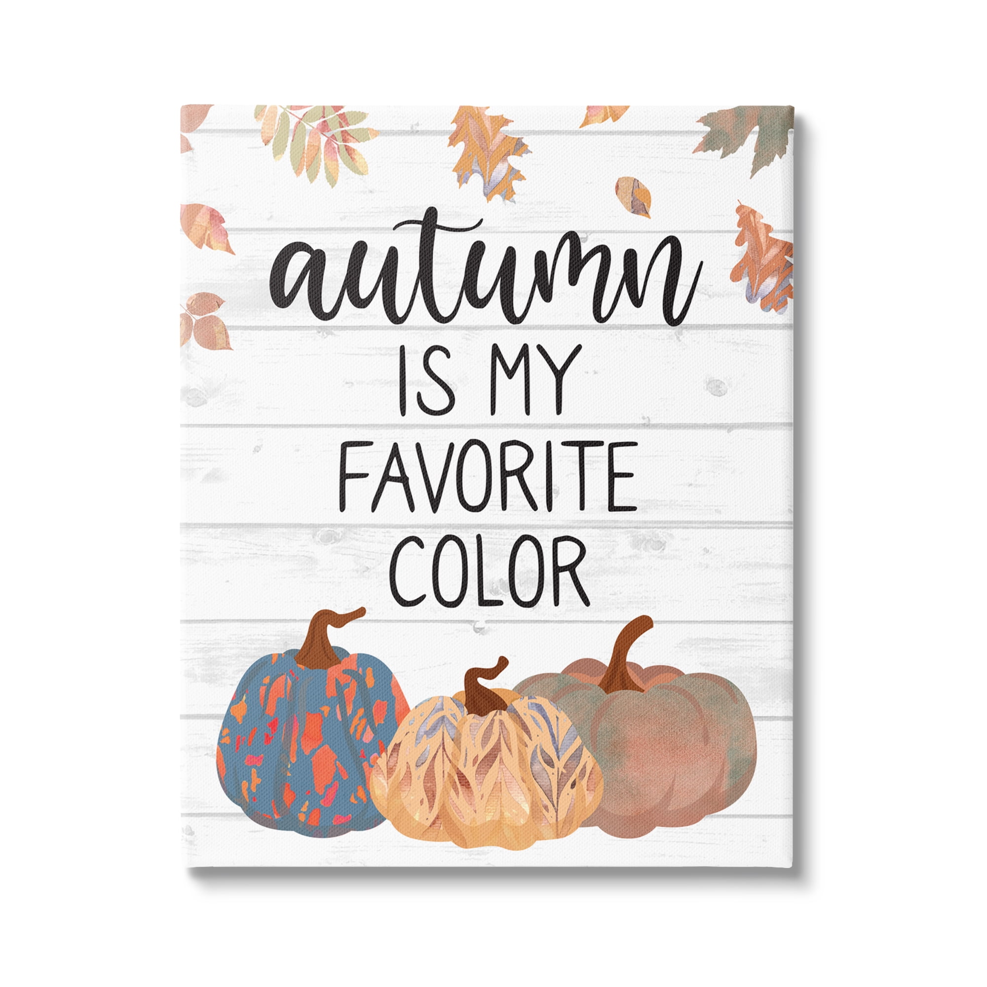 Autumn Favorite Color Varied Weathered Pumpkins Leaves Botanical & Floral Graphic Art Gallery-Wrapped Canvas Print Wall Art