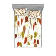 thumbnail image 1 of Autumn Fitted Sheet & Pillow Sham Set, Branches with Fall Leaves Seasonal Colors Nature Environment Foliage, Decorative Printed 6 Piece Bedding Decor Set, King, Burnt Sienna Brown Green, by Ambesonne, 1 of 3