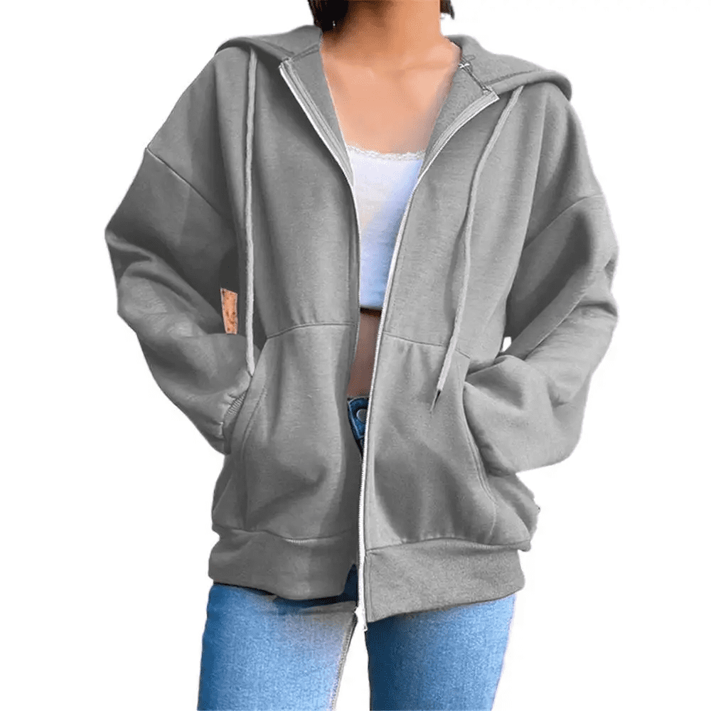 Autumn Fleece Hoodie Solid Color Hooded Korean Fashion Sweatshirts Long