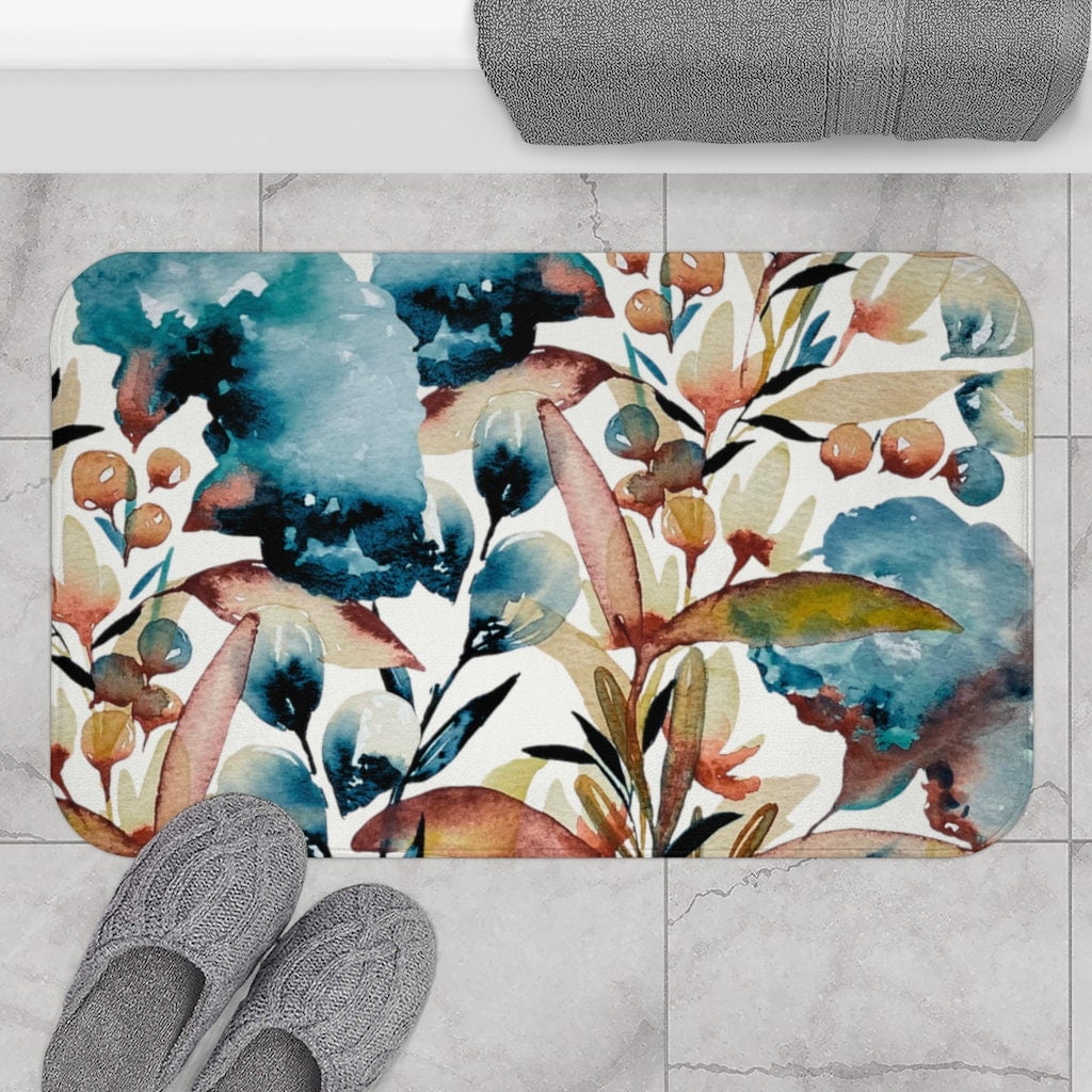Autumn Flora Bath Mat AntiSlip Microfiber Memory Foam Bath Mat